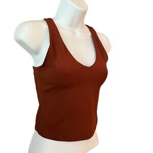 Girlfriend Collective Mahogany Float Sports Flow Bra Tank Top Burnt Orange Sz Sm
